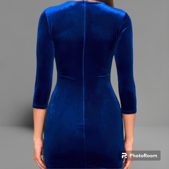 LULUS Royal Blue Velvet Bodycon Dress Small - Picture 2 of 12